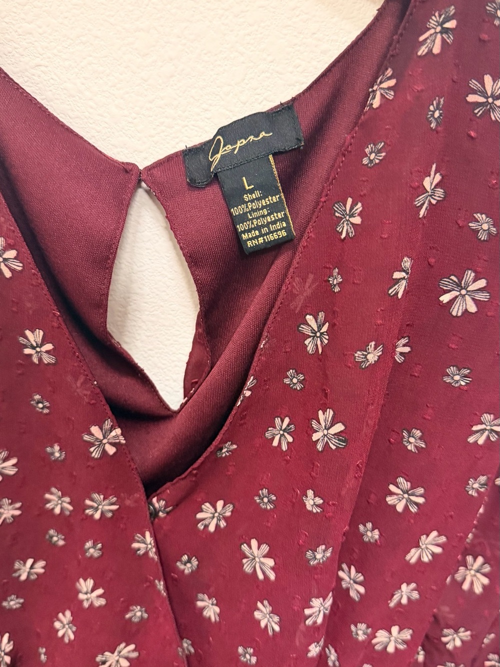 Jasper Burgundy Floral V-Neck Women's Dress